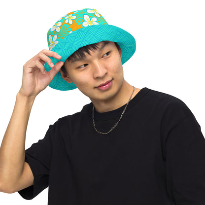 Get Tropical Turquoise Weave Reversible bucket hat