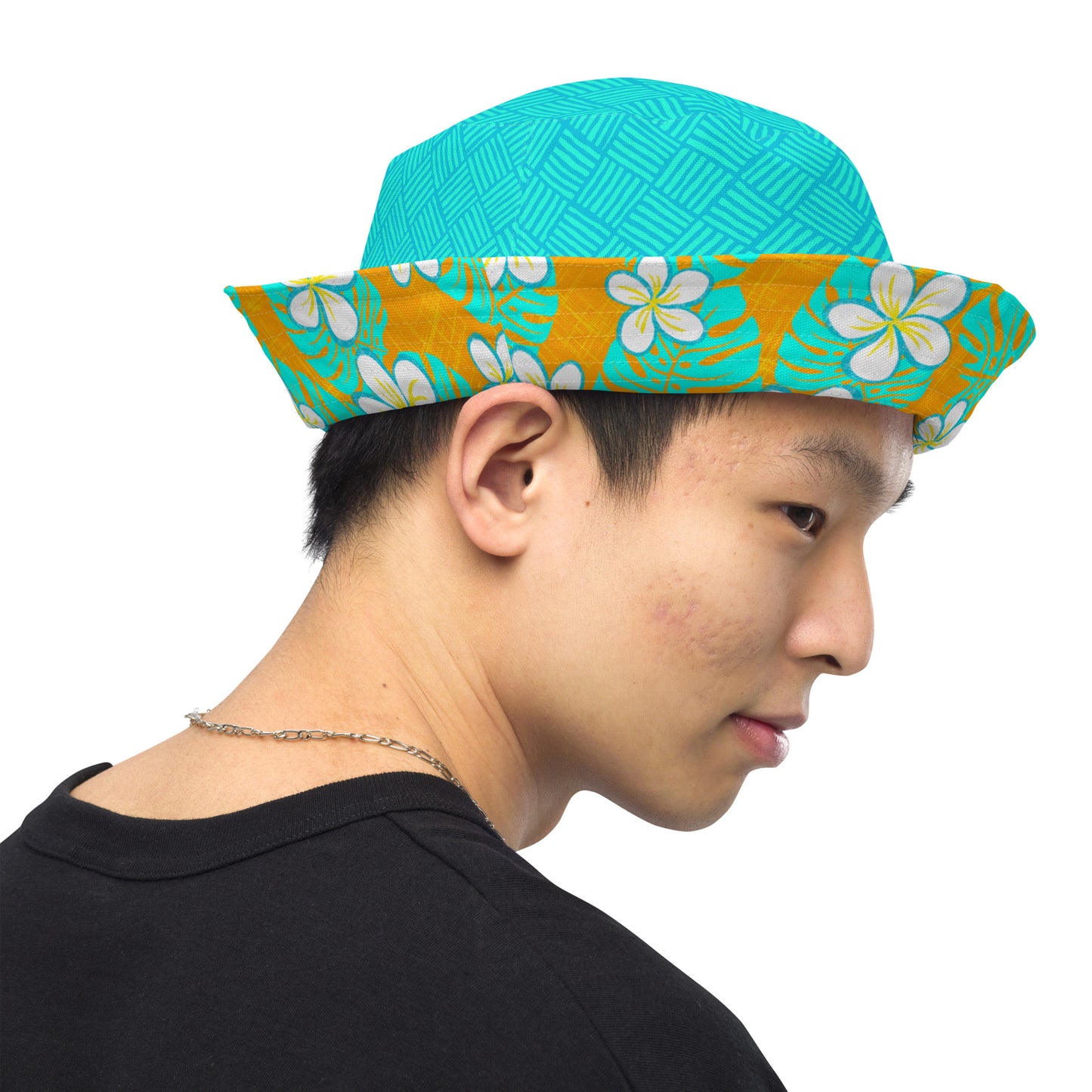 Get Tropical Turquoise Weave Reversible bucket hat