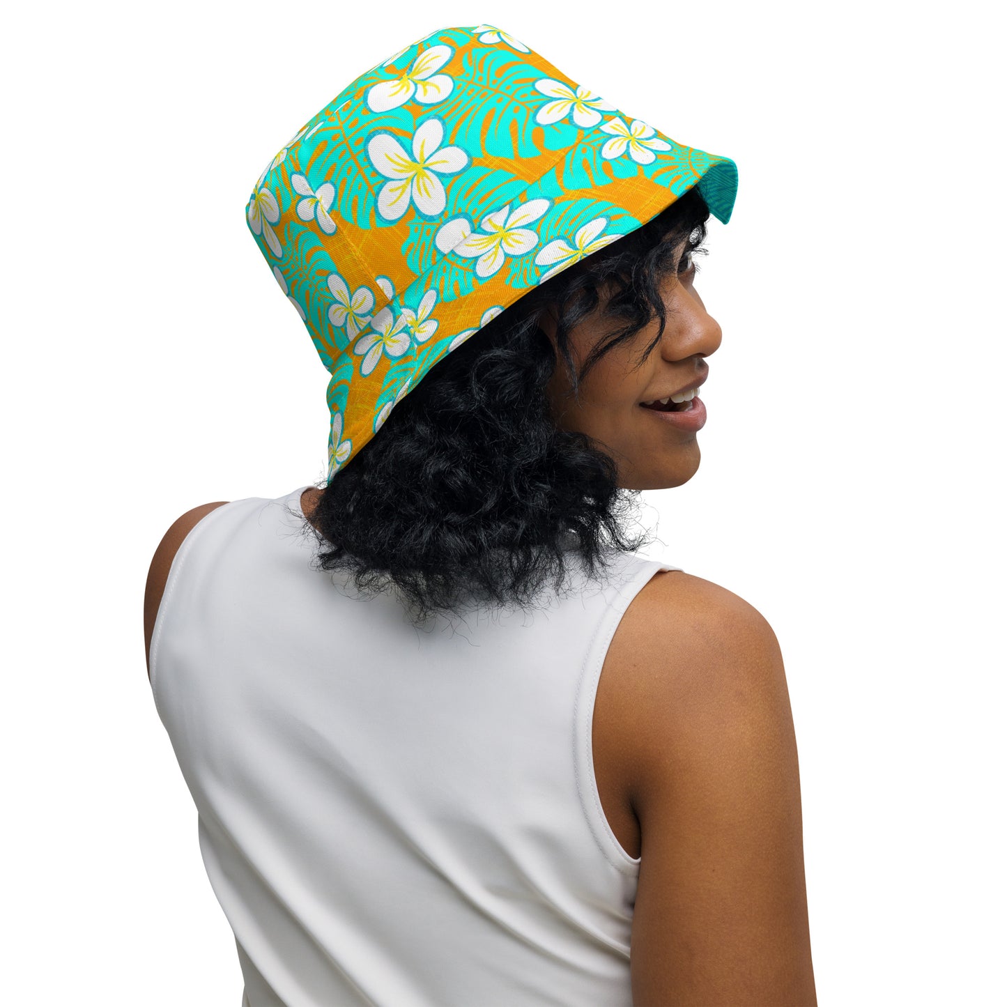 Get Tropical Turquoise Weave Reversible bucket hat