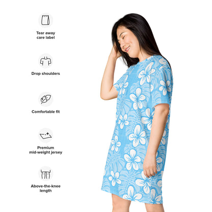 Pale Blue Garden T-shirt dress