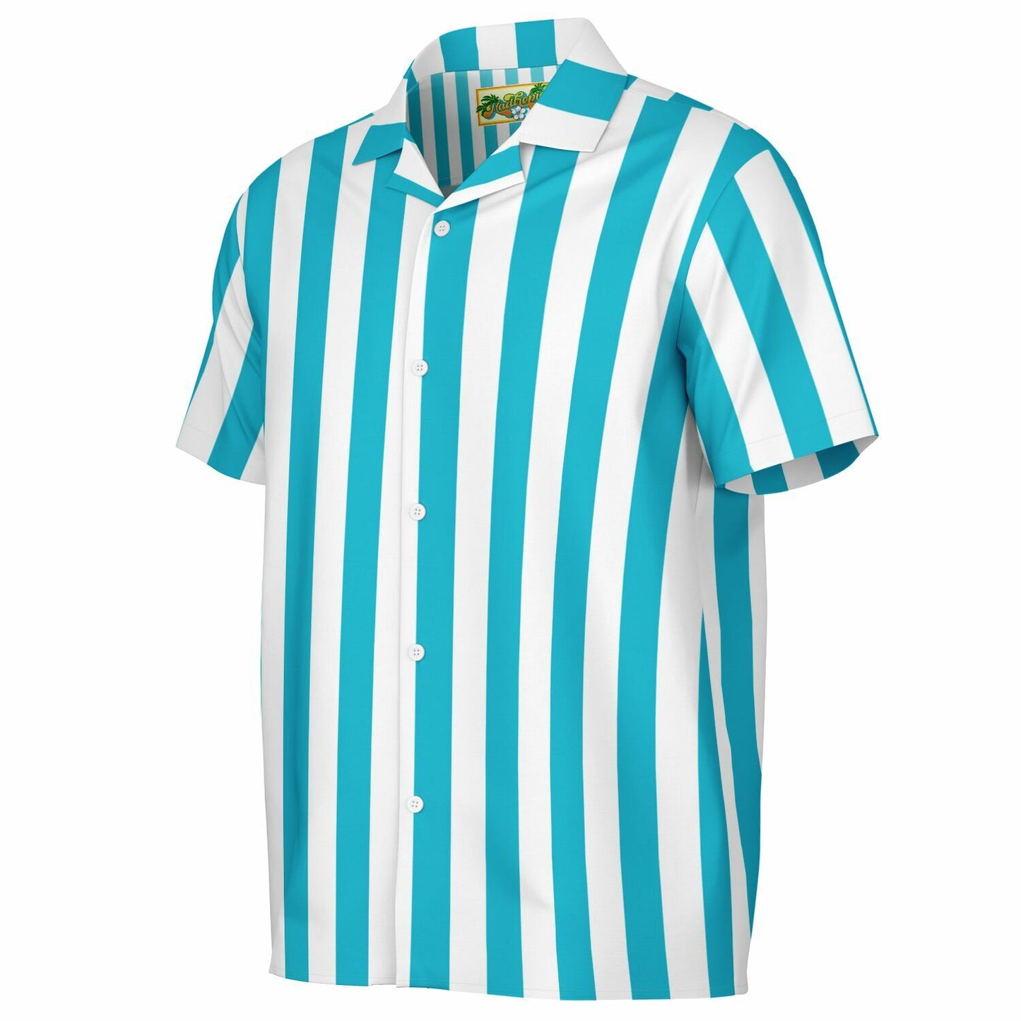 'Beachboy Caribbean Blue' Striped Short Sleeve Button-Down Shirt