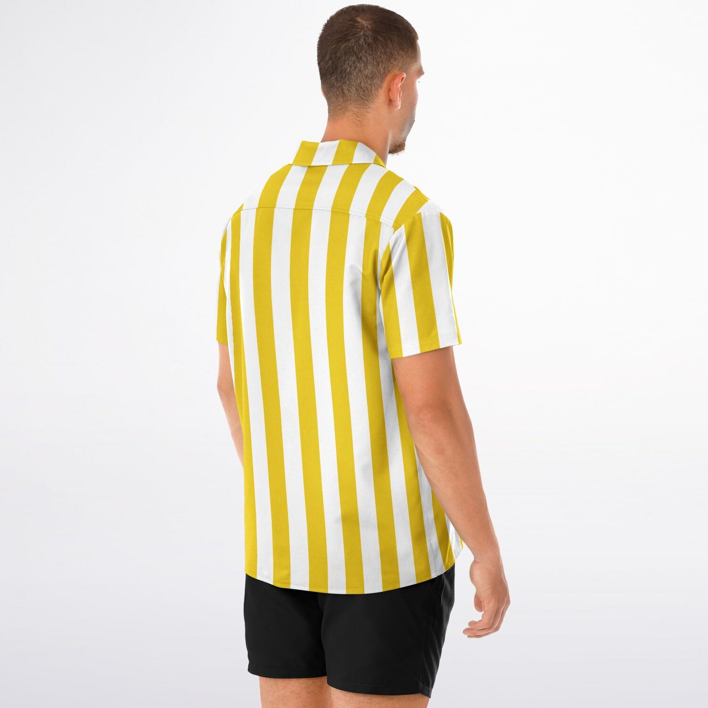 Beachboy Yellow Striped Short Sleeve Button-Down Shirt