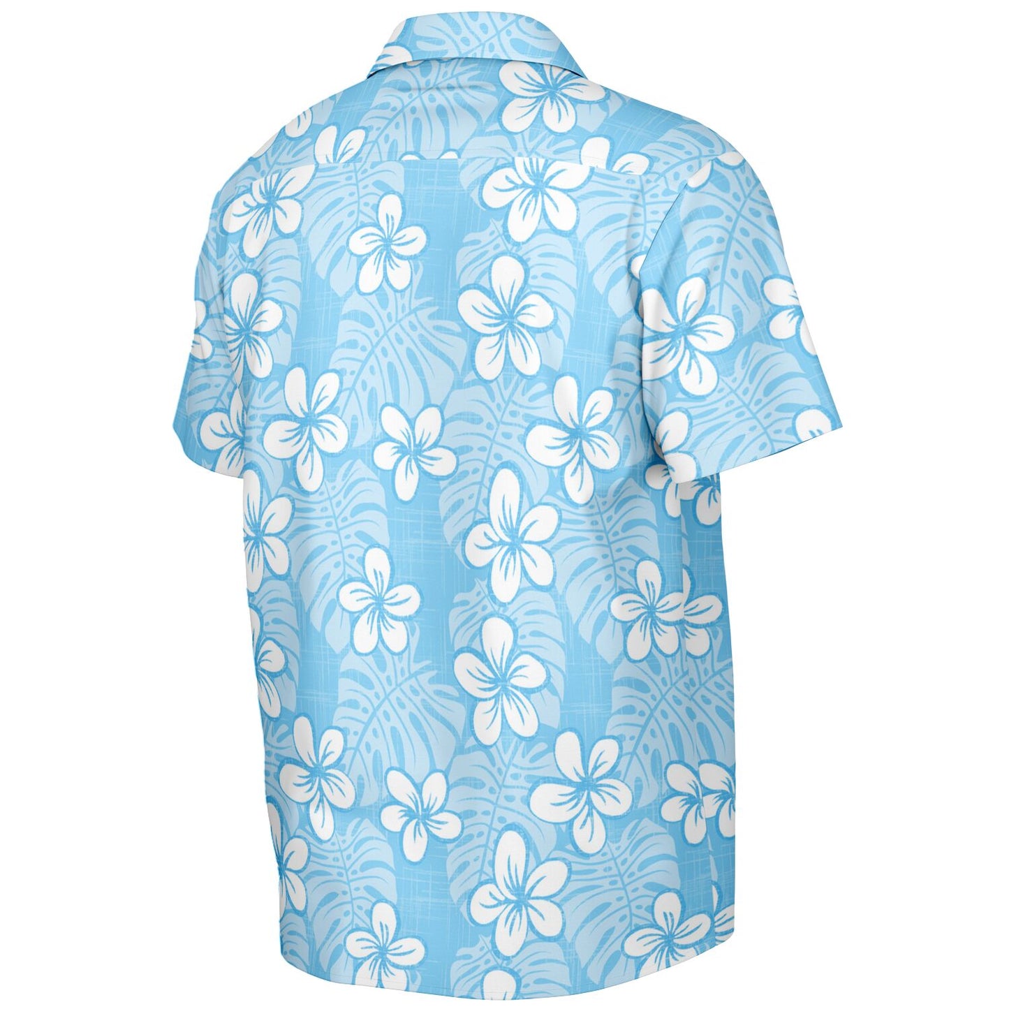 'Pale Blue Garden' Short Sleeve Button-Down Shirt