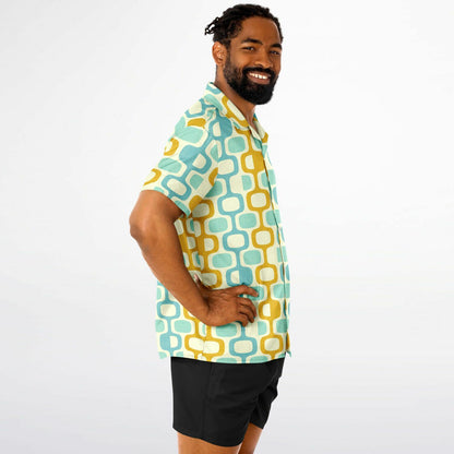 'Whatco Marigold Lagoon' Short Sleeve Button-Down Shirt