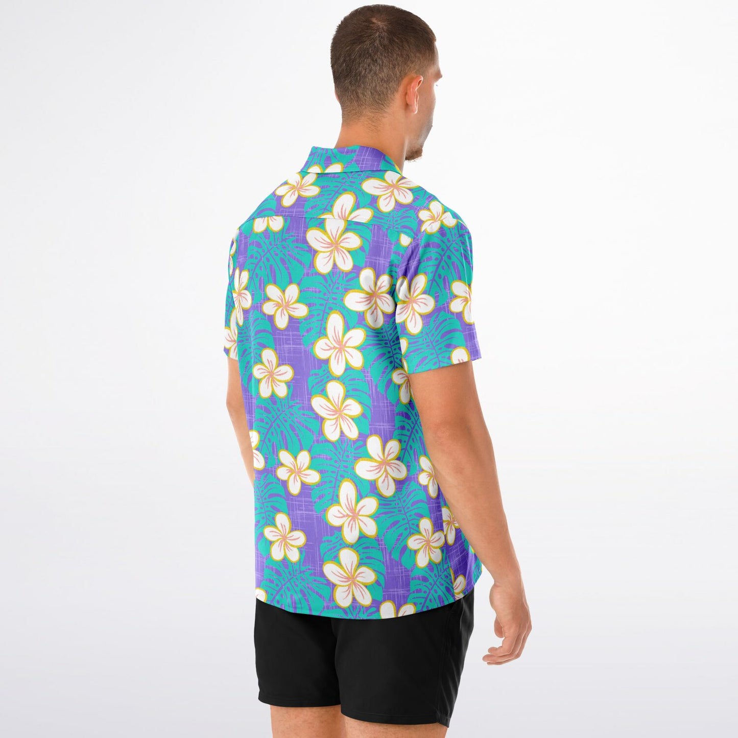 'Ube Blue' Short Sleeve Button-Down Shirt