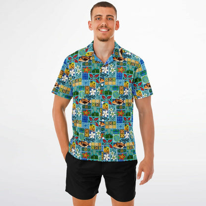 New Hawaiian Motif Short Sleeve Button-Down Shirt