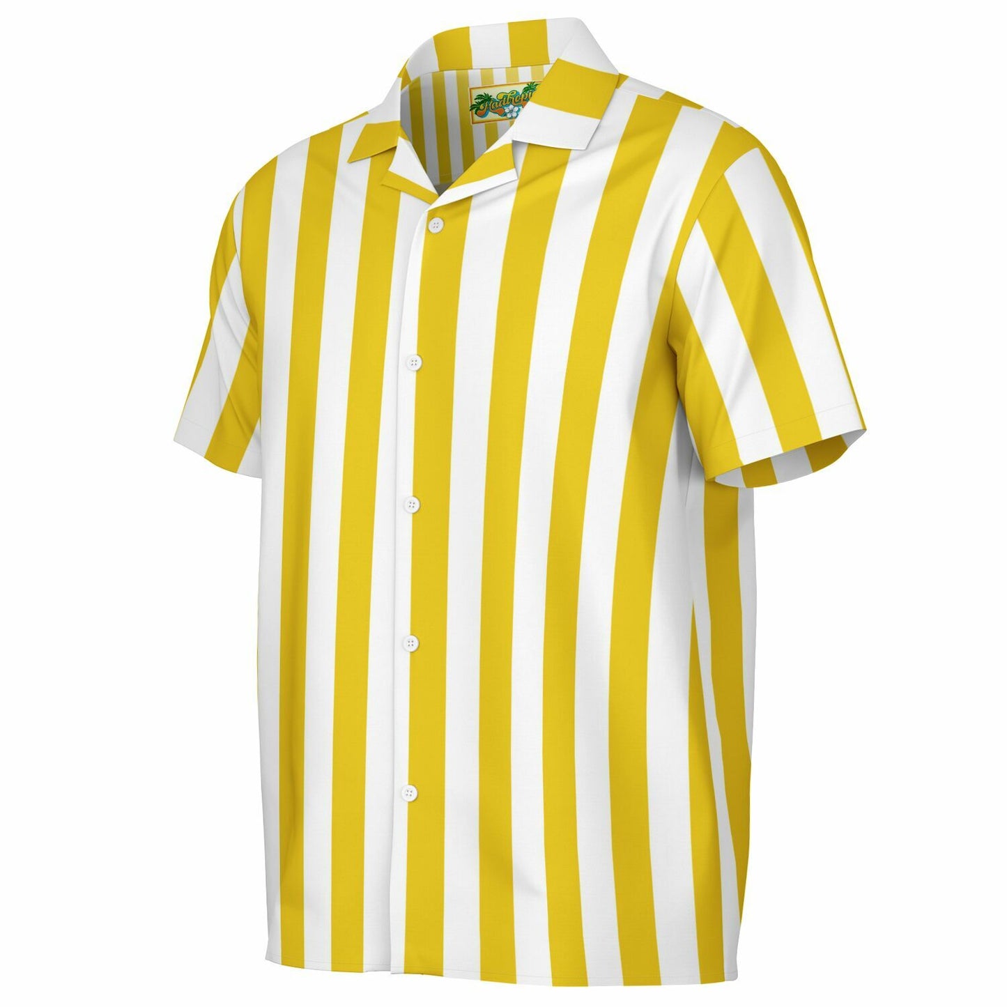 Beachboy Yellow Striped Short Sleeve Button-Down Shirt