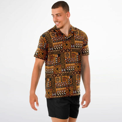 'Polynesie Pop' Short Sleeve Button-Down Shirt