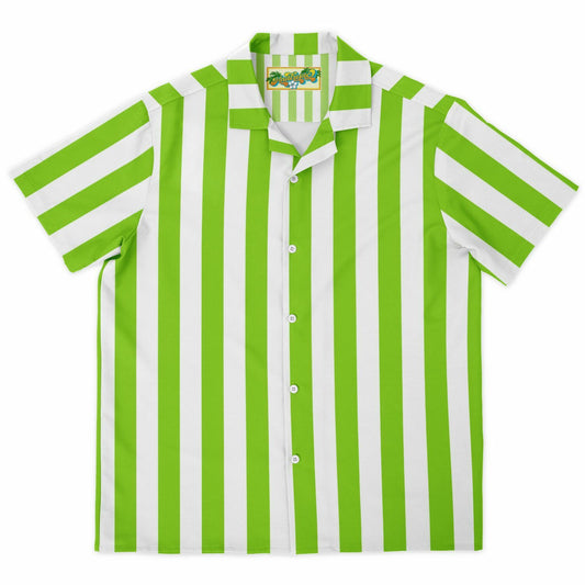 'Beachboy Green' Striped Short Sleeve Button-Down Shirt