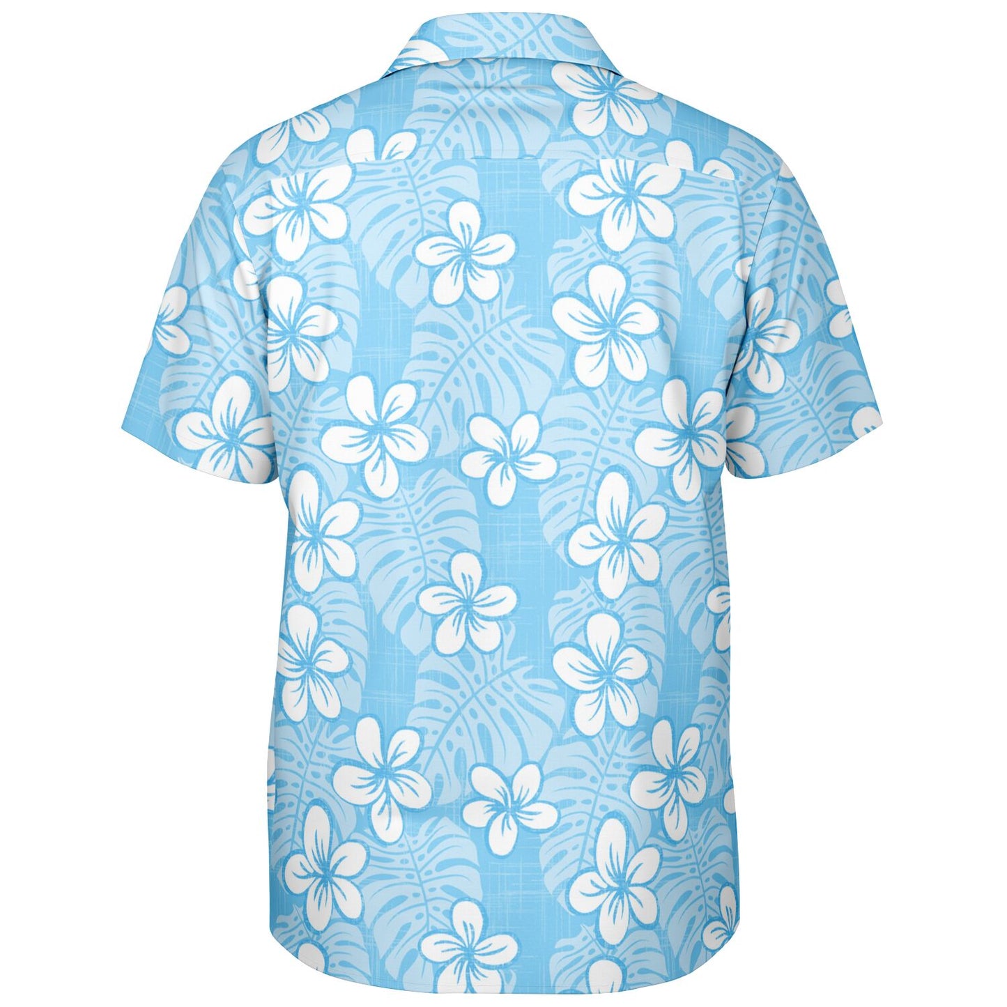 'Pale Blue Garden' Short Sleeve Button-Down Shirt