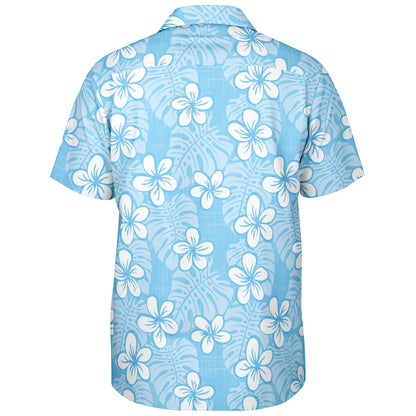 'Pale Blue Garden' Short Sleeve Button-Down Shirt