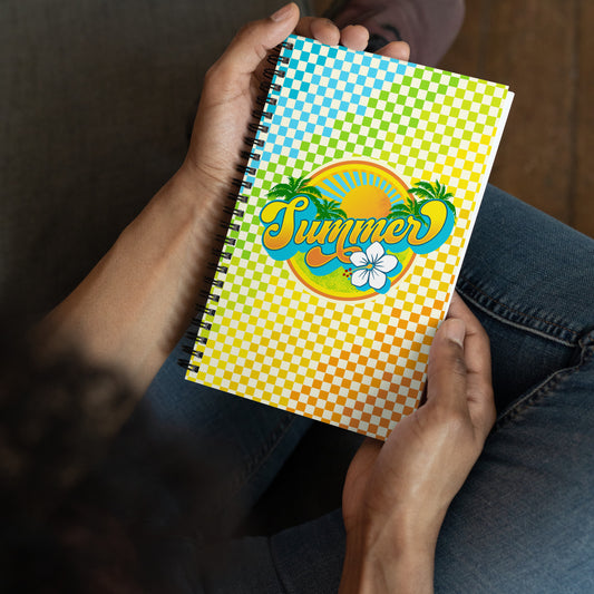 Checkered Sunshine Summer Spiral notebook
