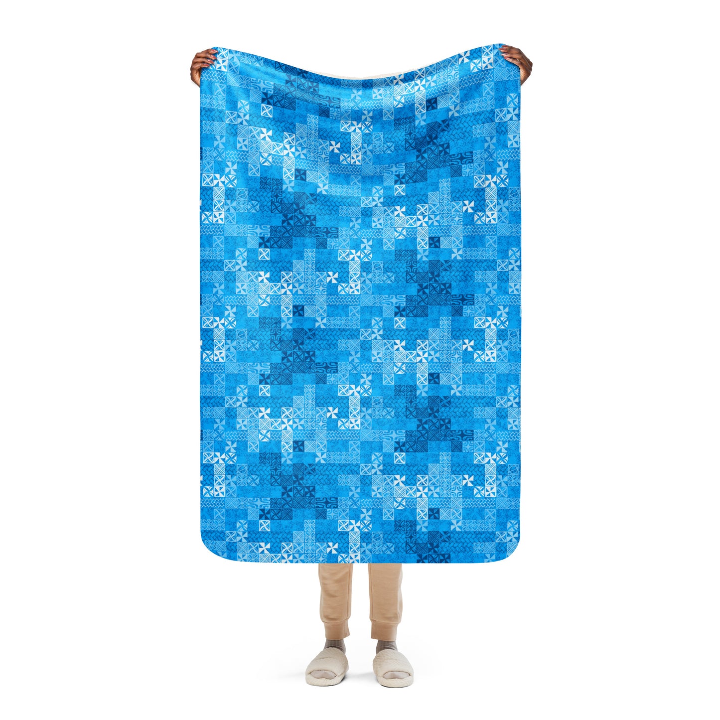Tapa Tuesday Blue Sherpa blanket