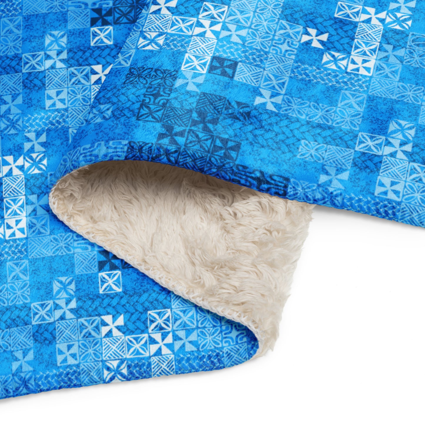 Tapa Tuesday Blue Sherpa blanket