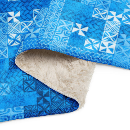 Tapa Tuesday Blue Sherpa blanket