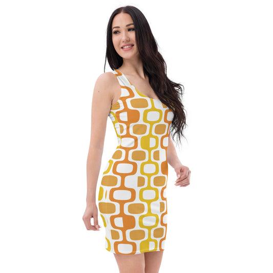 Whatco Orange Fitted Dress