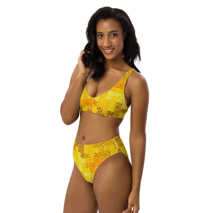 Yellow Tapa Tuesday Recycled high-waisted bikini
