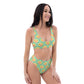 '77 Hustle Aqua Sunrise Recycled high-waisted bikini