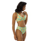 '77 Hustle Aqua Sunrise Recycled high-waisted bikini