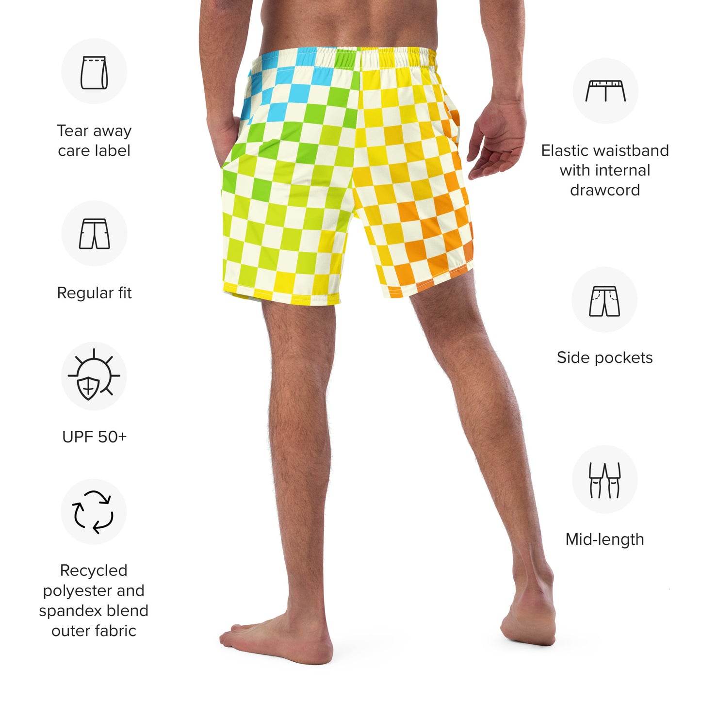 Warm & Cool Check Men's swim trunks