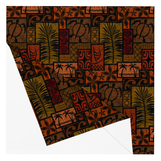 Moku Malihini on Black Recycled polyester fabric - The Mad Tropic