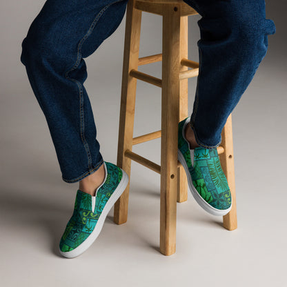 Moku Malihini Green, Men’s slip-on canvas shoes