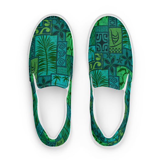 Moku Malihini Green, Men’s slip-on canvas shoes