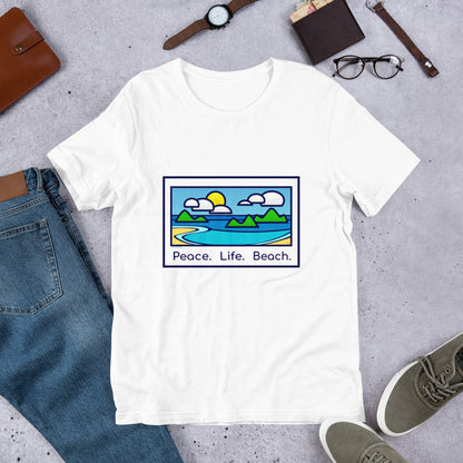 Peace/Life/Beach Short-Sleeve Unisex T-Shirt - The Mad Tropic