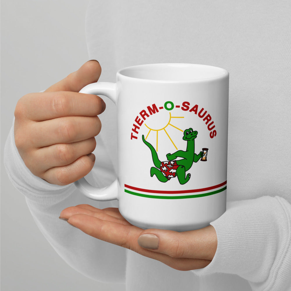 Therm-o-saurus White glossy mug