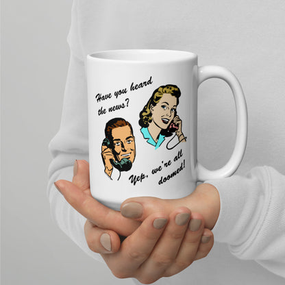 Telephone Doom White glossy mug