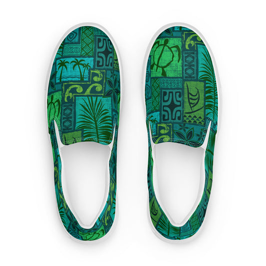 Moku Malihini Green, Women’s slip-on canvas shoes